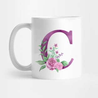 Floral Monogram C Beautiful Rose Bouquet Mug